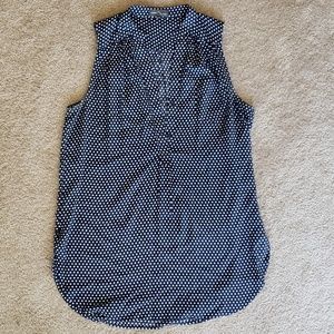 Market & Spruce Navy Polka Dot Sleeveless Blouse
